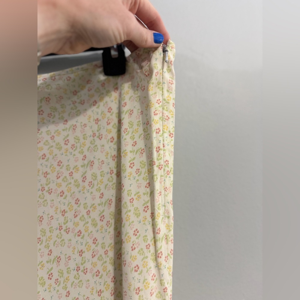 Vintage J. Crew Floral Maxi Skirt Size 14 Cream Cottagecore Y2K Rayon - Picture 4 of 5